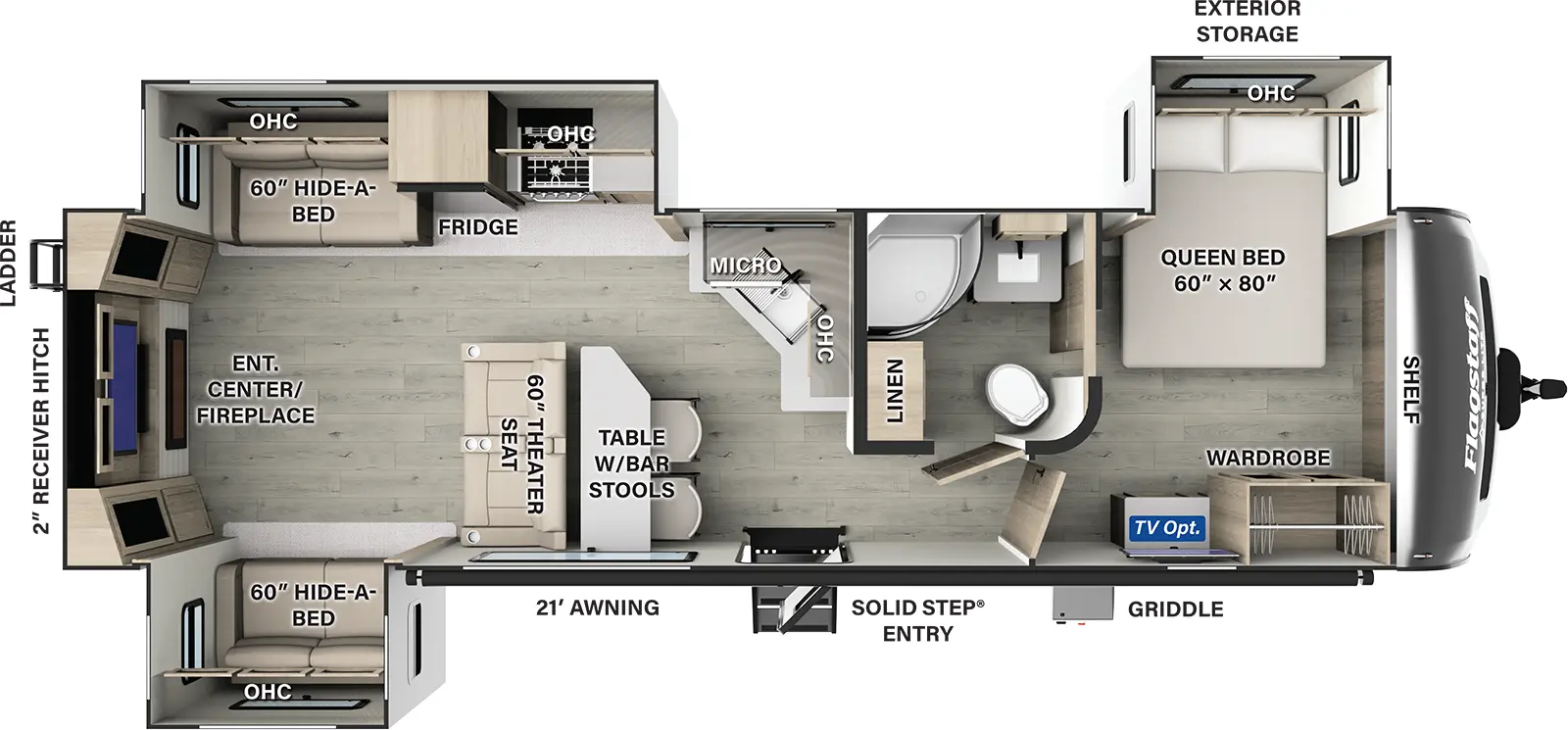 Flagstaff Super Lite Travel Trailers 29RLS Floorplan